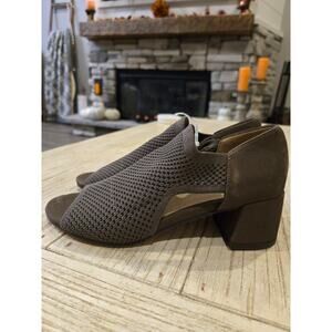 Eileen Fisher Women's Vero Cuoio Brown Knit Block-Heel Sandals Size 6.5